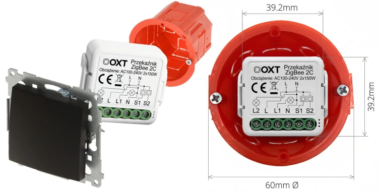 Moduł OXT Mini Przekaźnik 2 Obwody ZigBee TUYA