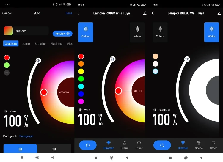 Bezprzewodowa Lampka Nocna RGB (IC) USB-C WiFi TUYA / Smart Life