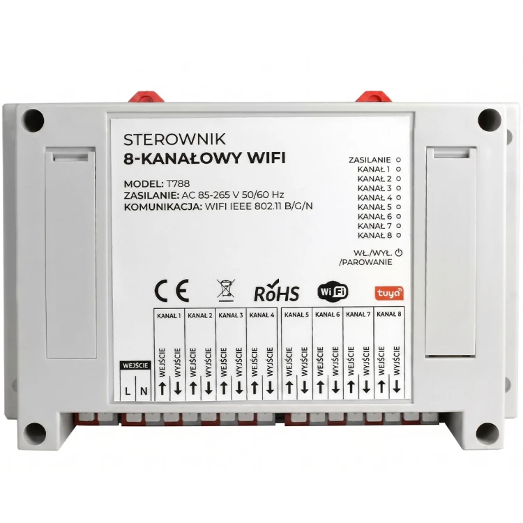 Sterownik beznapięciowy 8 kanałowy 8x10 A WiFi TUYA