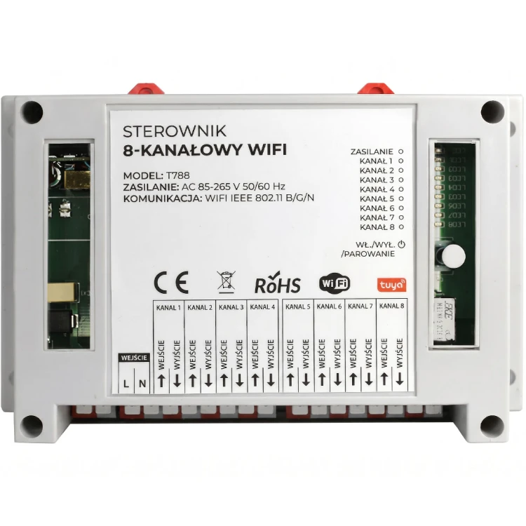 Sterownik beznapięciowy 8 kanałowy 8x10 A WiFi TUYA