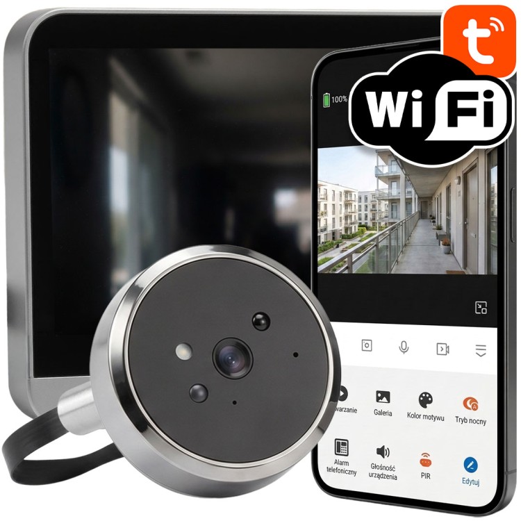 PSMART Wizjer do Drzwi z Kamerą + Ekran Czujnik mikrofalowy 3MPx WiFi TUYA
