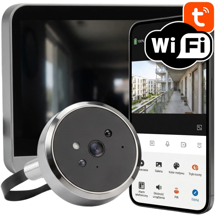 PSMART Wizjer do Drzwi z Kamerą + Ekran Czujnik mikrofalowy 3MPx WiFi TUYA