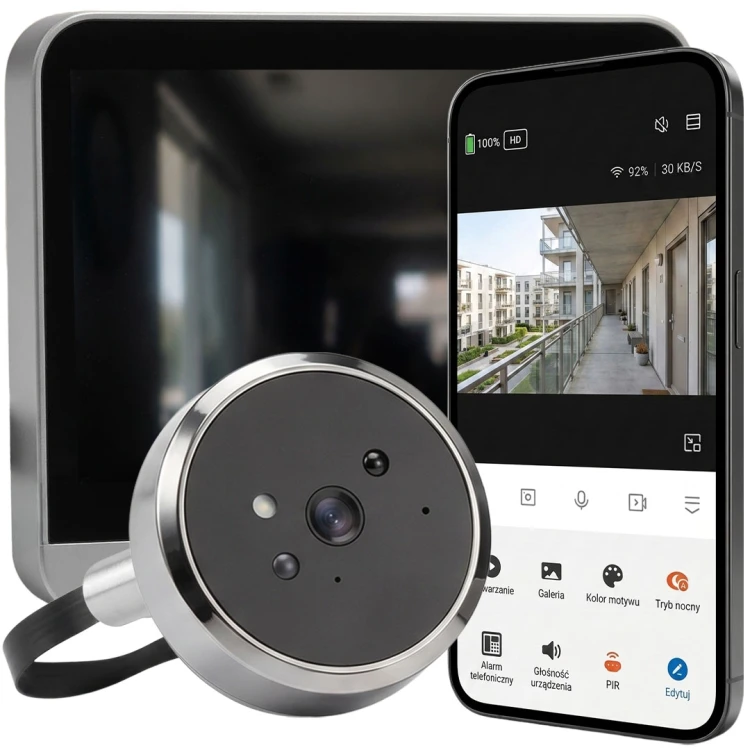 PSMART Wizjer do Drzwi z Kamerą + Ekran Czujnik mikrofalowy 3MPx WiFi TUYA