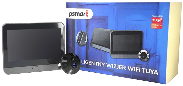 Inteligentny Wizjer Dwustronne Audio Czarny 3Mpx Ekran 4.3" PIR WiFi TUYA