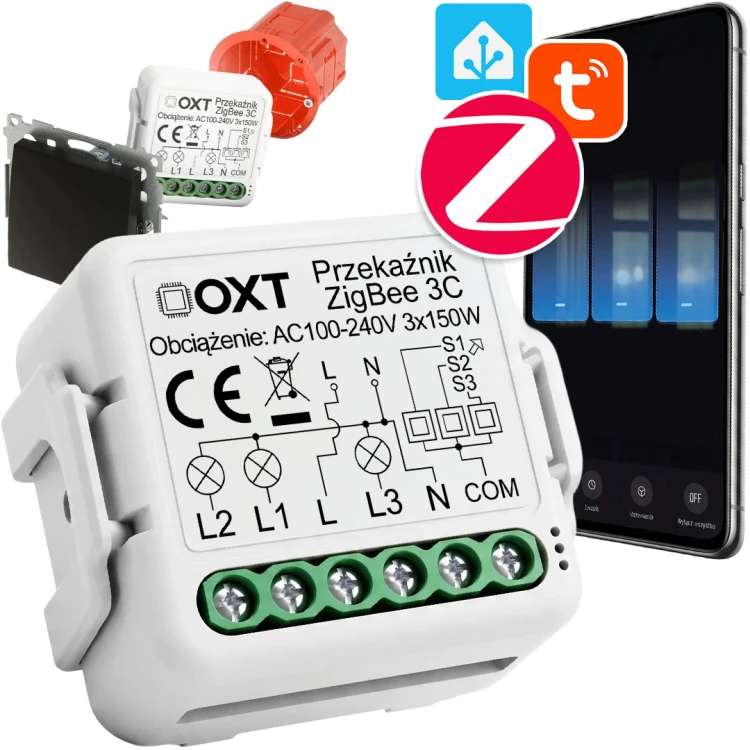 Moduł OXT Mini przekaźnik 3 Obwody ZigBee TUYA