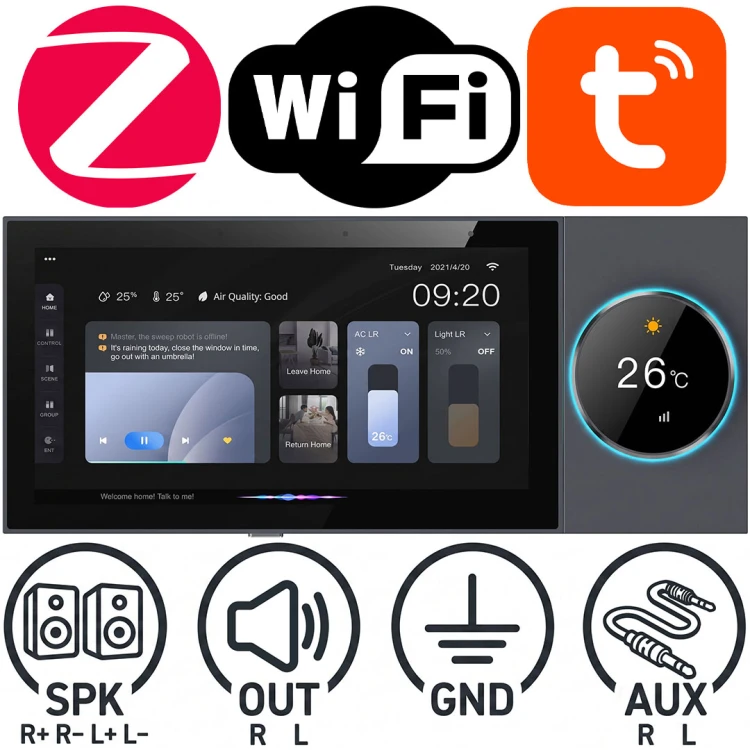 Panel dotykowy 6" Bramka ZigBee WiFi Ethernet TUYA