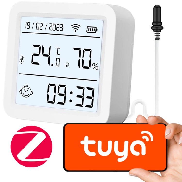 Czujnik Temperatury i Wilgotności z Sondą 95cm ZigBee TUYA Home Assistant