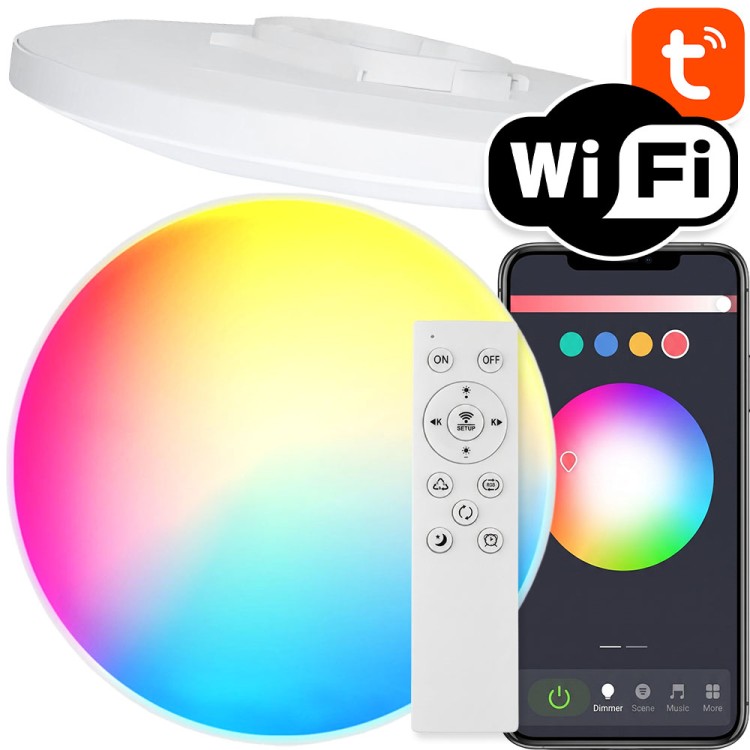 Lampa sufitowa LED RGB+CCT WiFi+Pilot TUYA / Smart Life | Android / iOS