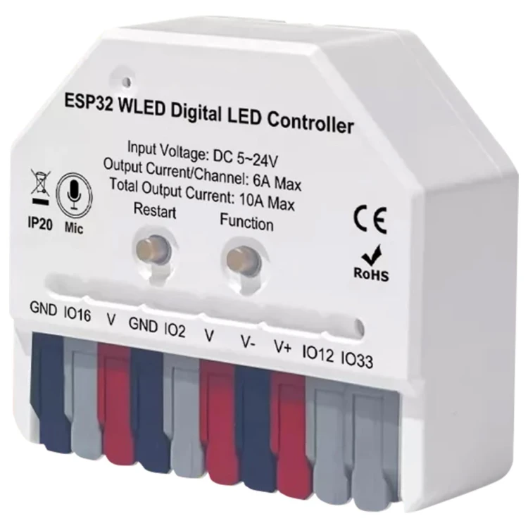 Mini Sterownik ESP32 do Taśmy LED RGBiC 5-24V Mikrofon Seria GL WiFi WLED