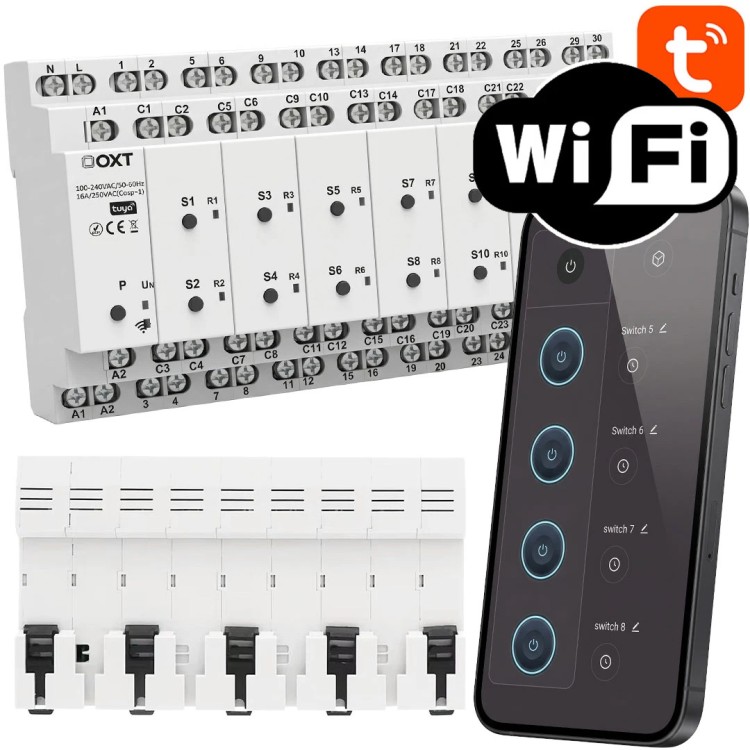 OXT Inteligentny Sterownik Przekaźnik 16 Kanałów z Przełącznikiem WiFi Tuya