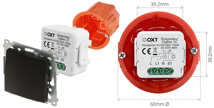 Moduł OXT Mini Ściemniacz 1-Obwód ZigBee TUYA Home Assistant