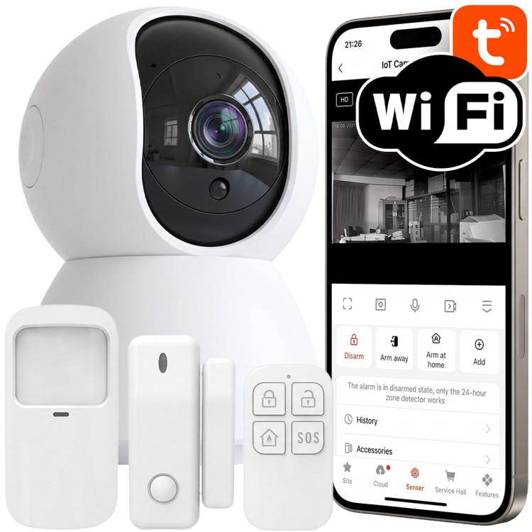 Zestaw Kamera + Czujnik ruchu + Czujnik do Drzwi / Okna WiFi RF TUYA