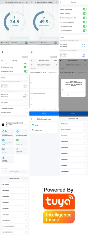 Czujnik Temperatury i Wilgotności z Ekranem Sonda 3-Metry WiFi TUYA