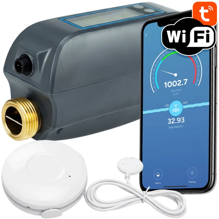 Sterownik zaworu 3/4" Licznik Przepływu wody Akumulator WiFi TUYA