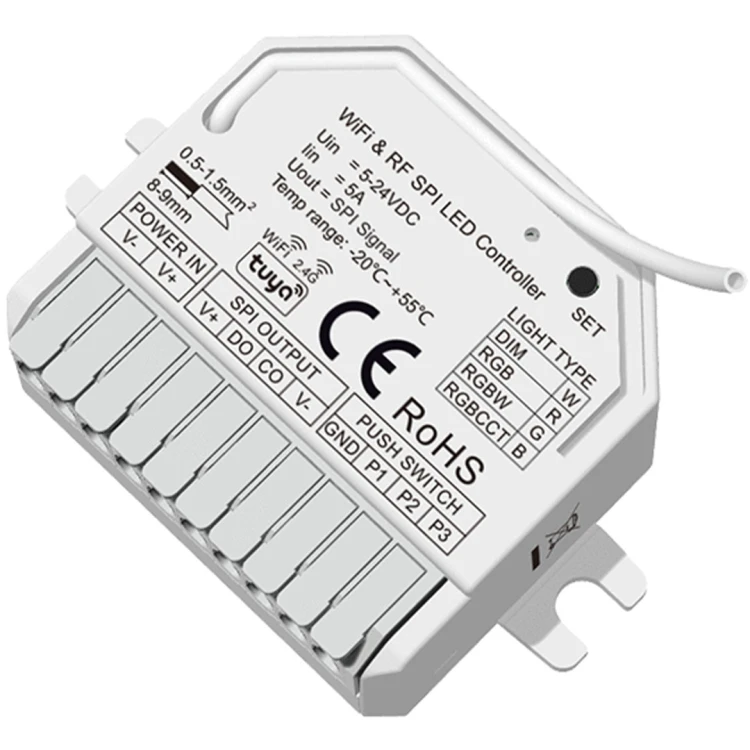 Sterownik do Cyfrowych Taśm LED SPI 5-24VDC WiFi+RF Seria SD