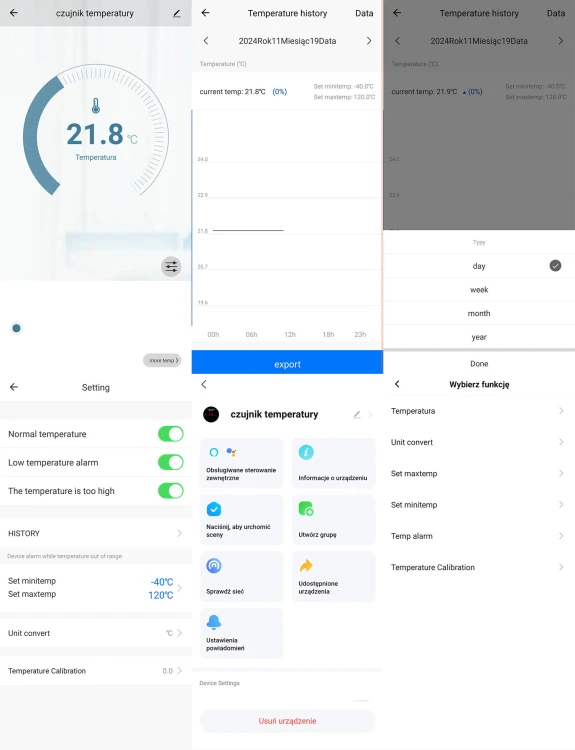 Czujnik Temperatury z Ekranem + Sonda Hermetyczna 3m WiFi TUYA