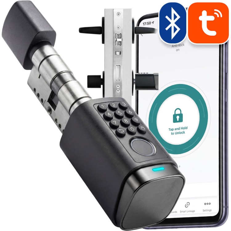 Wkładka zamek do Drzwi 38-120mm na Szyfrator PIN + Odcisk palca + Karty / Breloki RFID Bluetooth TUYA
