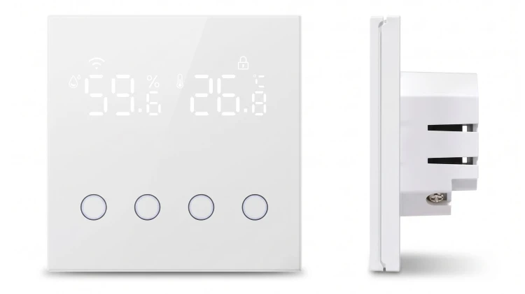Dotykowy Przełącznik 4-Kanały Czujnik Temperatury + Wilgotności WiFi TUYA