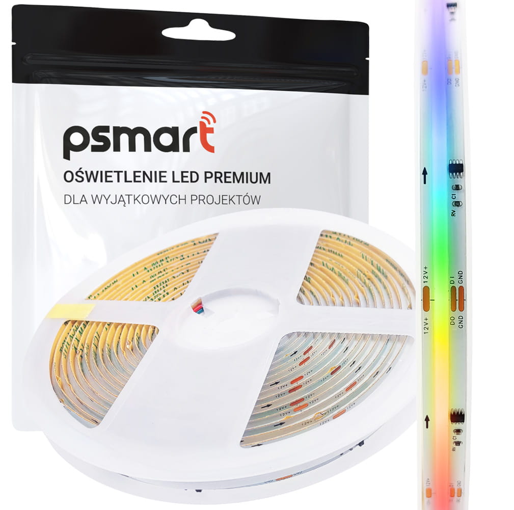 PSMART Cyfrowa Taśma LED COB 12V WS2811 RGBIC IP20 10mm 720 Led/m 5m