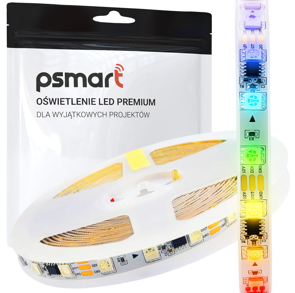 PSMART Cyfrowa Taśma LED SMD 12V WS2811 RGBIC IP20 10mm 60 Led/m 5m