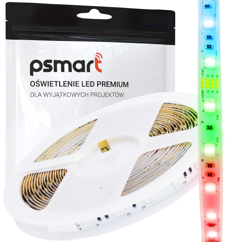 PSMART Taśma LED 24V RGB 5050 IP20 10mm 60led/m 5m